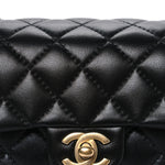 Caviar Calfskin Quilted Small Top Handle Flap Black