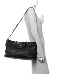 Nappa Gaufre Top Handle Satchel Black