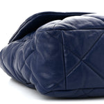 Goatskin Quilted Maxi Chanel 19 Flap Dark Blue