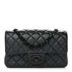 Lambskin Quilted Mini Rectangular Flap So Black