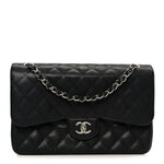 Caviar Quilted Jumbo Double Flap Black