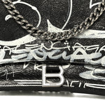 Agneau Arena Graffiti Medium Crush Chain Bag Black White