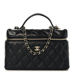 Caviar Quilted Top Handle Slim Vanity With Chain Black