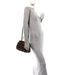 Shearling Nappa Macro FF 1974 Mini Peekaboo Iconic Satchel Tobacco Black