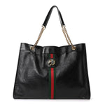 Calfskin Large Rajah Chain Tote Black