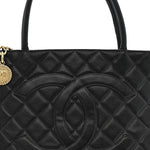 Caviar Quilted Medallion Tote Black
