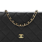 Caviar Quilted Wallet on Chain WOC Black