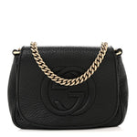 Pebbled Calfskin Small Soho Flap Crossbody Black