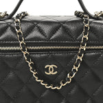 Caviar Quilted Top Handle Slim Vanity With Chain Black