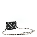 Lambskin Crystal Quilted Mini Chain Belt Bag Black