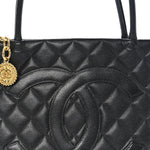 Caviar Quilted Medallion Tote Black