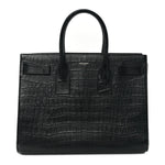 Calfskin Crocodile Embossed Large Sac De Jour Carryall Black