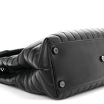 Calfskin Y Quilted Monogram Monochrome Large Loulou Chain Satchel Black
