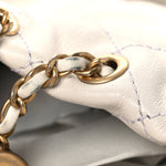 Calfskin Quilted Pearl Mini About Pearls Drawstring Bucket Bag  White