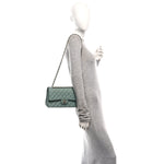 Caviar Quilted Medium Double Flap Dark Green