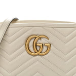 Calfskin Matelasse Small GG Marmont Chain Shoulder Bag White