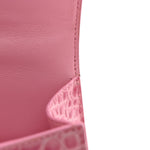 Shiny Calfskin Crocodile Embossed Hourglass Top Handle Bag XS Sweet Pink