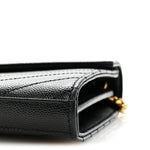 Grain De Poudre Matelasse Chevron Monogram Chain Wallet Black
