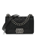 Caviar Quilted Small Boy Flap Black