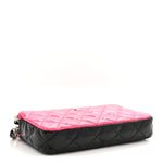 Patent Quilted Small Clutch With Chain Pink Black