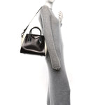 Textured Patent Calfskin Small Tri-Color Antigona Black White Brown
