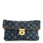 Monogram Denim Pochette Plat Clutch Blue