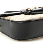 GG Supreme Monogram Horsebit 1955 Soft Small Shoulder Bag Beige Black
