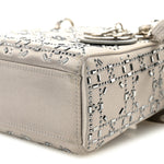 Satin Crystal Cannage Mini Lady Dior Gray