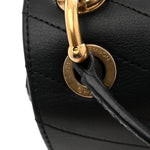 Grained Calfskin Snakeskin Small Chevron Chic Top Handle Flap Black