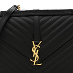 Grain De Poudre Matelasse Chevron Large Monogram Satchel Black