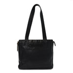 Caviar Embroidered Logo Shoulder Bag Black