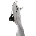 X UGG Crinkle Patent Shearling Small Shopping Bag Black