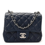 Caviar Quilted Mini Square Flap Navy