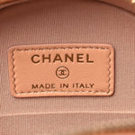 Calfskin Quilted Pearl Round Clutch With Chain Pink