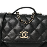 Caviar Quilted Business Affinity Clutch With Chain Black