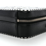 Caviar Quilted Striped Small CC Filigree Vanity Case Black White