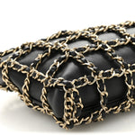 Lambskin Chain Frame Shoulder Bag Black