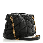 Lambskin Quilted Small Loulou Puffer Monogram Chain Satchel Black