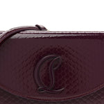 Patent Birdy Snakeskin Embossed Loubi54 Crossbody Clutch Merlot