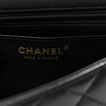 Lambskin Quilted Mini Top Handle Rectangular Flap Black