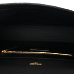 Grain De Poudre Textured Mixed Matelasse Large Triquilt Monogram Satchel Black