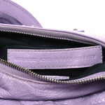 Extra Supple Calfskin Crocodile Embossed Le Cagole Shoulder Bag XS Lilac