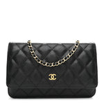 Caviar Quilted Wallet on Chain WOC Black
