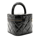 Patent Quilted Top Handle Vanity Case Black