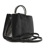 Snakeskin Studded Thalia Top Handle Black