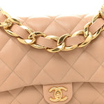 Lambskin Quilted Large CC Funky Town Flap Beige