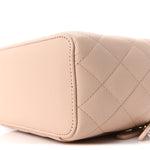 Caviar Quilted Small Vanity Case With Chain Light Beige