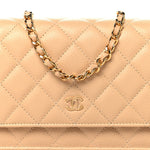 Caviar Quilted Wallet on Chain WOC Beige