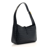 Calfskin Crocodile Embossed Le 5 A 7 Hobo Black