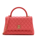 Caviar Quilted Small Coco Handle Flap Pink